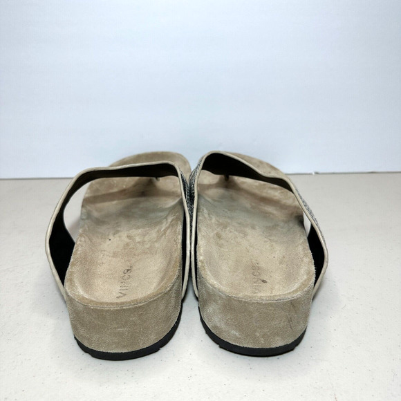 Vince Padma Leather Platform Sandals Gray Slip-On Open Toe Snakeskin Women's 9M - Picture 5 of 9